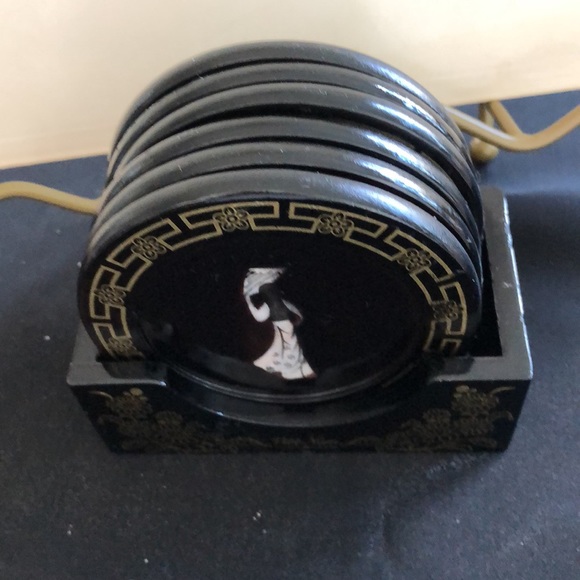 Handmade Art Inlaid Lacquer lady Coasters - Picture 2 of 3